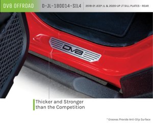 Jeep Wrangler Sill Plates - Rear - DV8 Offroad - DV8 Logo - Black - `18-`20